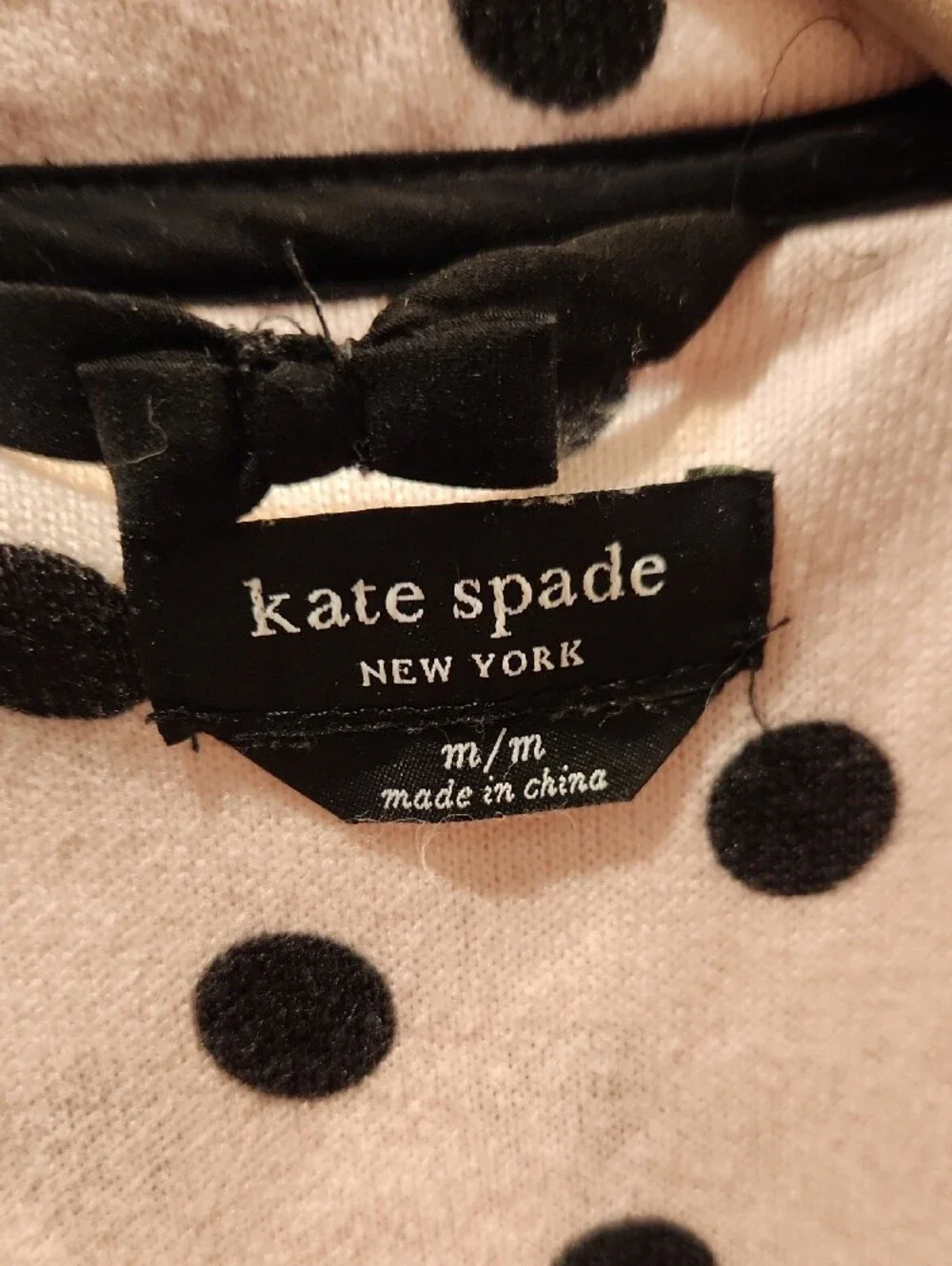 kate spade Pink and Black Polka Dot Two-Piece Pajama Set Sz M